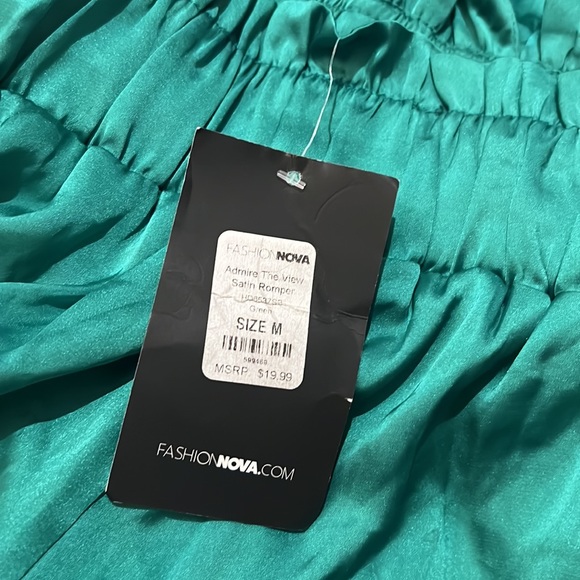 Satin green romper. Backless. Brand New. - Picture 4 of 4